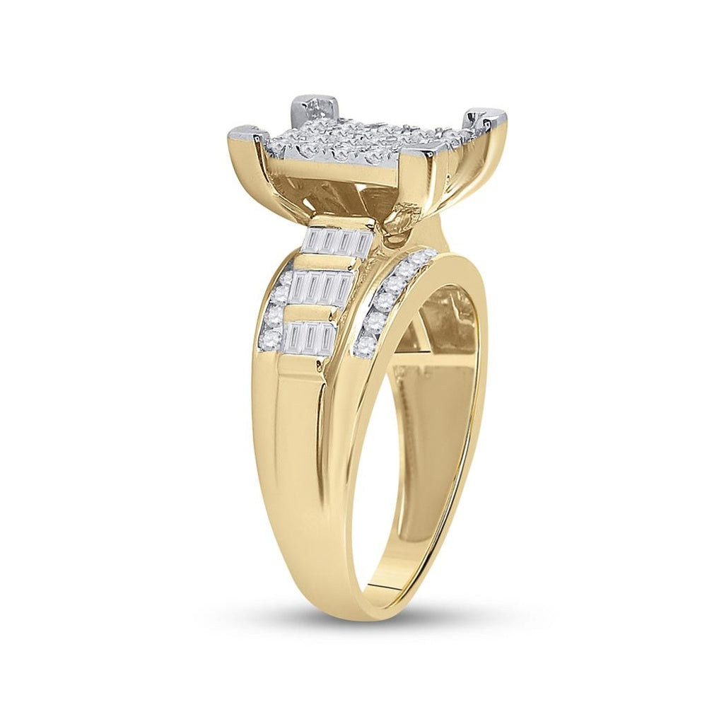 10K Yellow Gold Round Diamond Bridal Ring - 7/8 Carat Total Diamond Weight