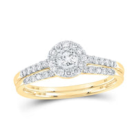 10K Yellow Gold Round Diamond Bridal Ring Set - 1/2 Carat Total Diamond Weight
