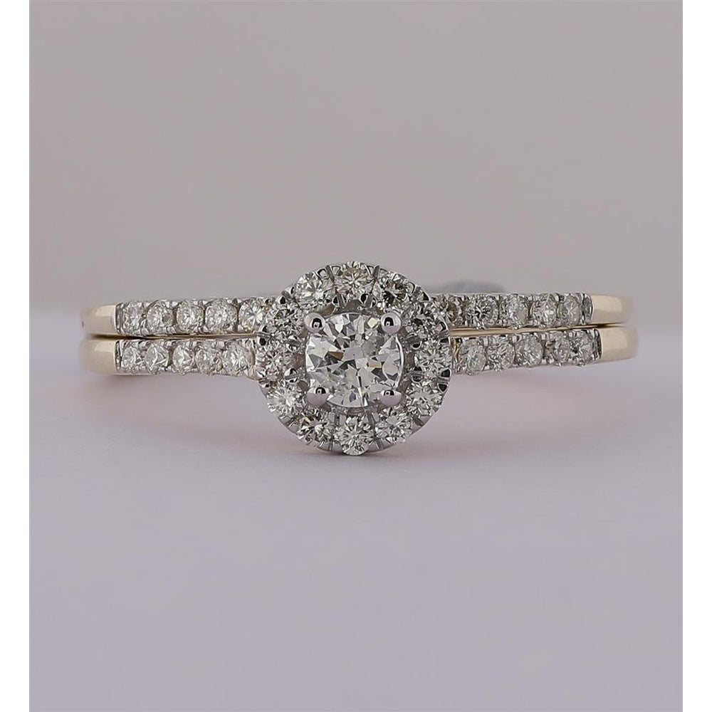 10K Yellow Gold Round Diamond Bridal Ring Set - 1/2 Carat Total Diamond Weight