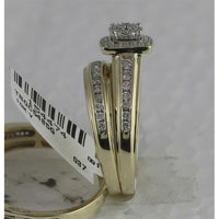 10K Yellow Gold Round Diamond Bridal Ring Set - 7/8 Carat Total Diamond Weight