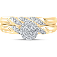 10K Yellow Gold Round Diamond Bridal Wedding Ring Set - 1/6 Carat Total Diamond Weight