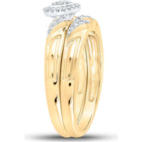 10K Yellow Gold Round Diamond Bridal Wedding Ring Set - 1/6 Carat Total Diamond Weight
