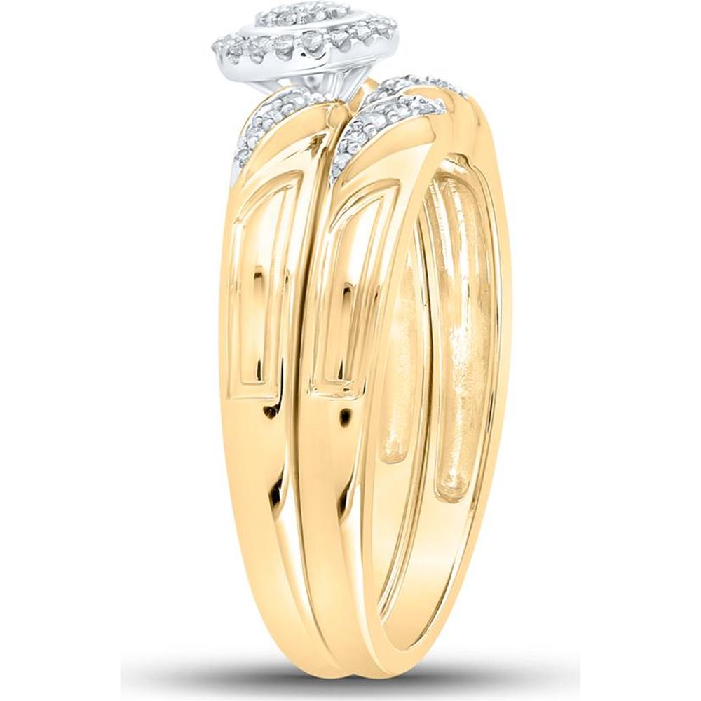 10K Yellow Gold Round Diamond Bridal Wedding Ring Set - 1/6 Carat Total Diamond Weight