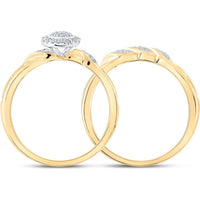 10K Yellow Gold Round Diamond Bridal Wedding Ring Set - 1/6 Carat Total Diamond Weight