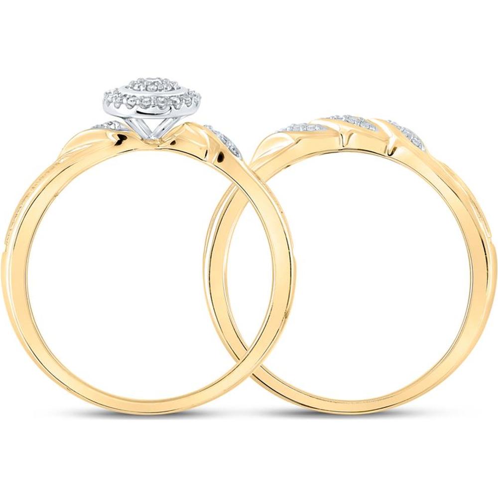 10K Yellow Gold Round Diamond Bridal Wedding Ring Set - 1/6 Carat Total Diamond Weight