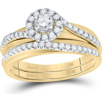 10K Yellow Gold Round Diamond Bridal Wedding Ring Set - 5/8 Carat Total Diamond Weight