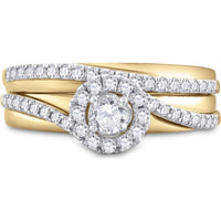 10K Yellow Gold Round Diamond Bridal Wedding Ring Set - 5/8 Carat Total Diamond Weight