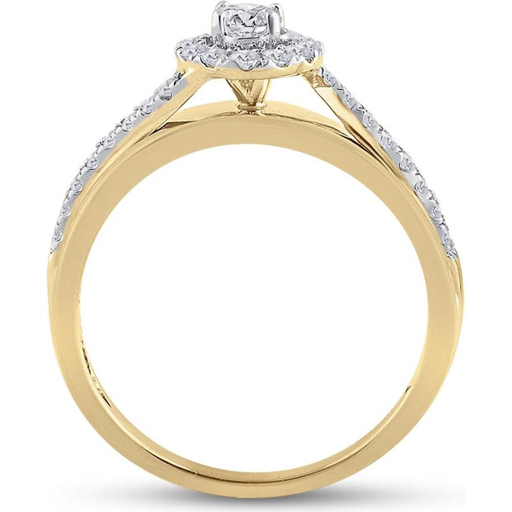 10K Yellow Gold Round Diamond Bridal Wedding Ring Set - 5/8 Carat Total Diamond Weight