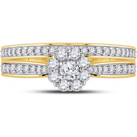 10K Yellow Gold Round Diamond Bridal Wedding Ring Set with 1/2 Carat Total Diamond Weight