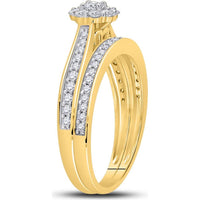 10K Yellow Gold Round Diamond Bridal Wedding Ring Set with 1/2 Carat Total Diamond Weight
