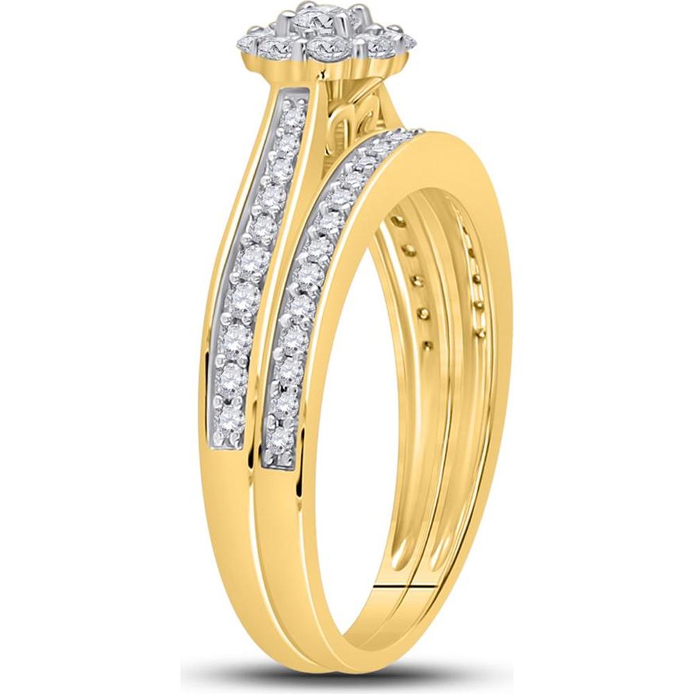 10K Yellow Gold Round Diamond Bridal Wedding Ring Set with 1/2 Carat Total Diamond Weight