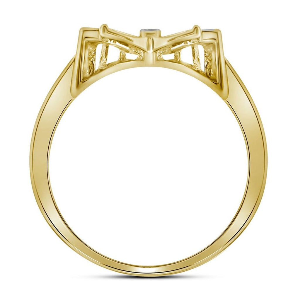 10K Yellow Gold Round Diamond Butterfly Ring - 1/20 Carat Total Diamond Weight