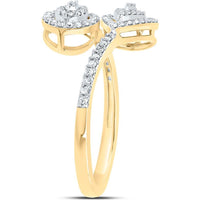 10K Yellow Gold Round Diamond Bypass Teardrop Ring with 3/8 Carat Total Diamond Weight