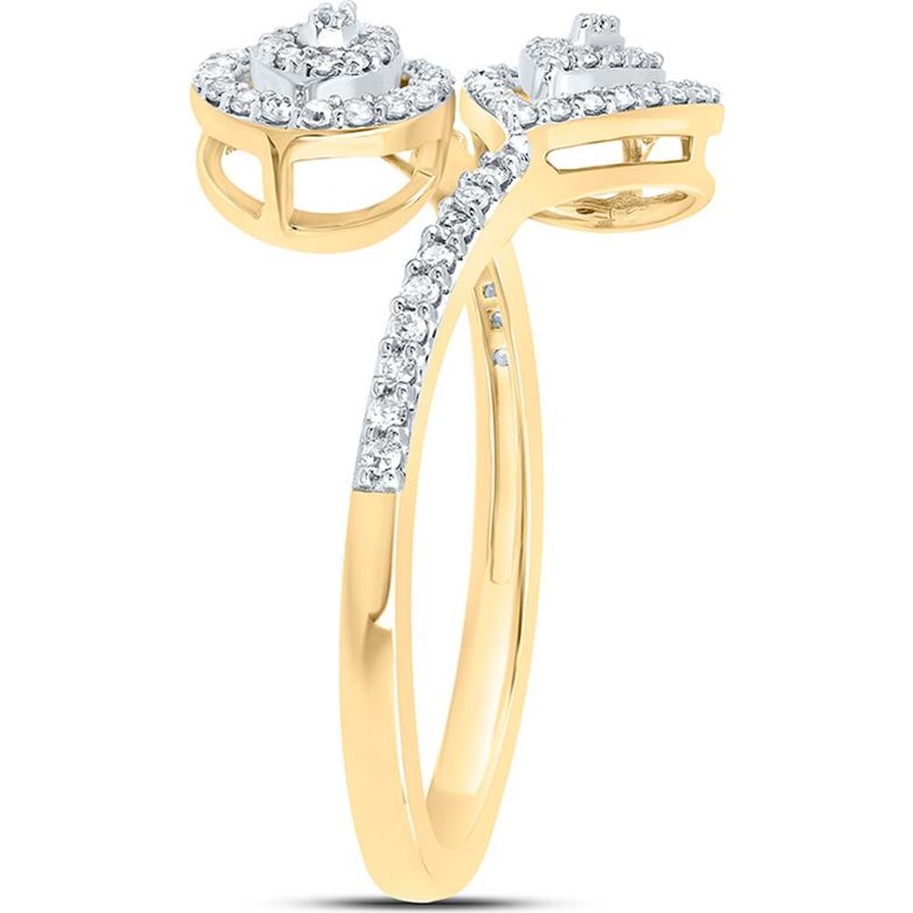 10K Yellow Gold Round Diamond Bypass Teardrop Ring with 3/8 Carat Total Diamond Weight