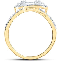 10K Yellow Gold Round Diamond Bypass Teardrop Ring with 3/8 Carat Total Diamond Weight