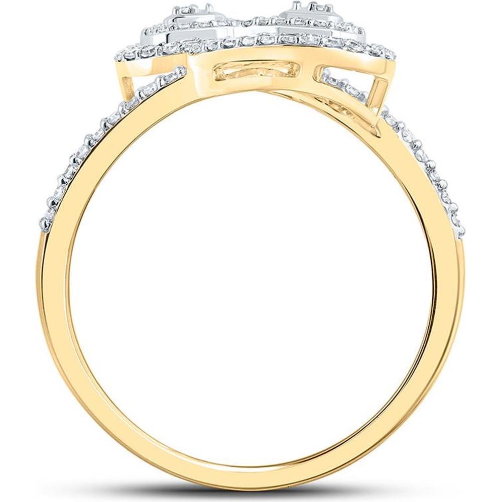 10K Yellow Gold Round Diamond Bypass Teardrop Ring with 3/8 Carat Total Diamond Weight