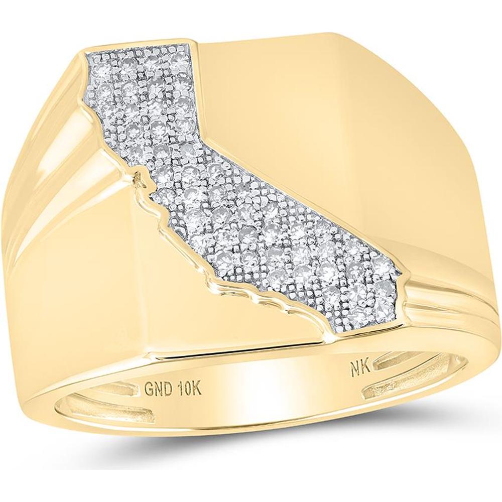 10K Yellow Gold Round Diamond California Cluster Ring with 0.27 Carat Total Diamond Weight