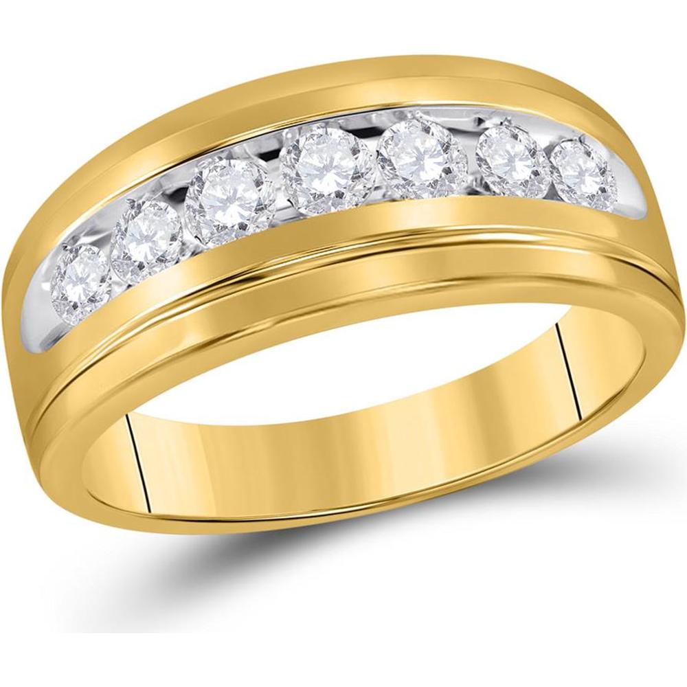 10K Yellow Gold Round Diamond Channel-Set Band Ring - 0.75 Carat Total Diamond Weight