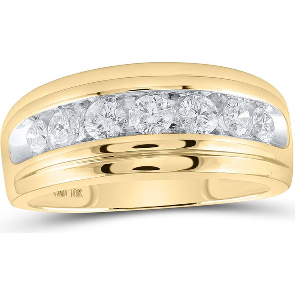 10K Yellow Gold Round Diamond Channel-Set Wedding Band Ring - 1 Carat Total Weight