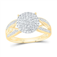 10K Yellow Gold Round Diamond Circle Cluster Ring with 3/8 Carat Total Diamond Weight