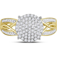 10K Yellow Gold Round Diamond Circle Cluster Ring with 3/8 Carat Total Diamond Weight