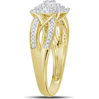 10K Yellow Gold Round Diamond Circle Cluster Ring with 3/8 Carat Total Diamond Weight