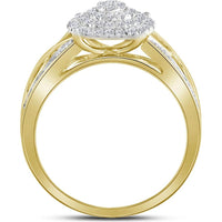 10K Yellow Gold Round Diamond Circle Cluster Ring with 3/8 Carat Total Diamond Weight