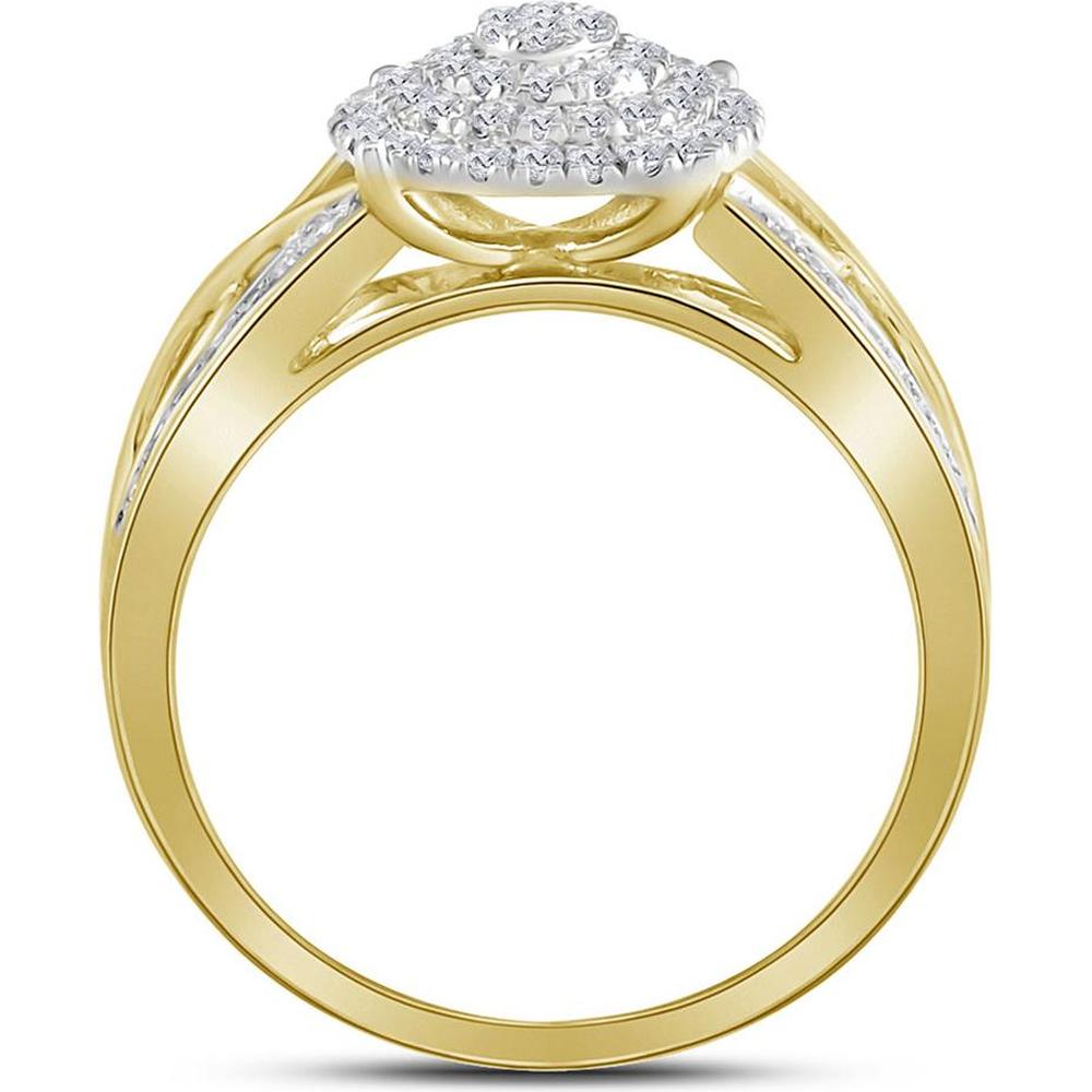 10K Yellow Gold Round Diamond Circle Cluster Ring with 3/8 Carat Total Diamond Weight