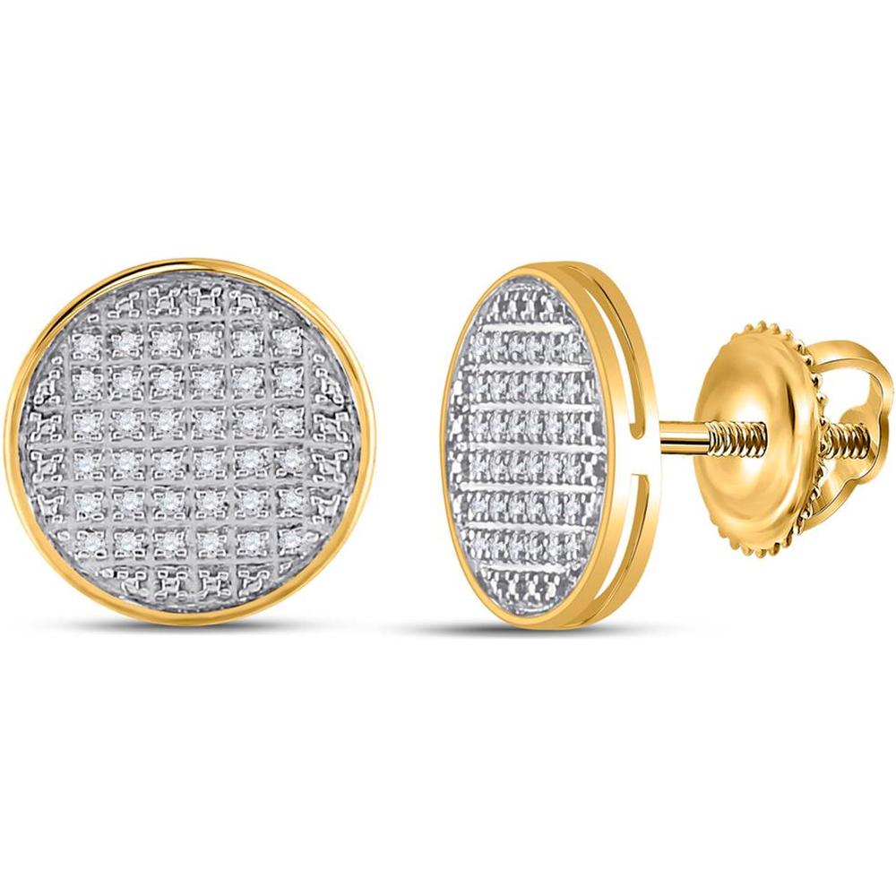 10K Yellow Gold Round Diamond Circle Earrings - 1/5 Carat Total Diamond Weight