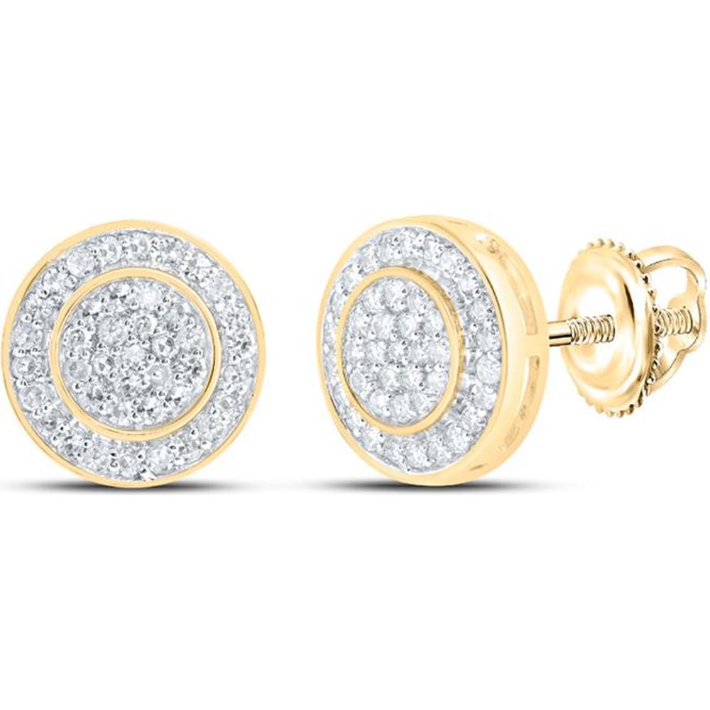 10K Yellow Gold Round Diamond Circle Earrings with 1/3 Carat Total Diamond Weight