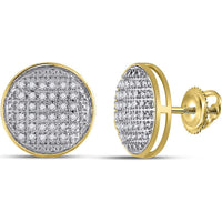 10K Yellow Gold Round Diamond Circle Earrings with Prong Set Stones - 1/5 Carat Total Diamond Weight
