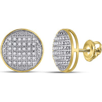 10K Yellow Gold Round Diamond Circle Earrings with Prong Set Stones - 1/5 Carat Total Diamond Weight