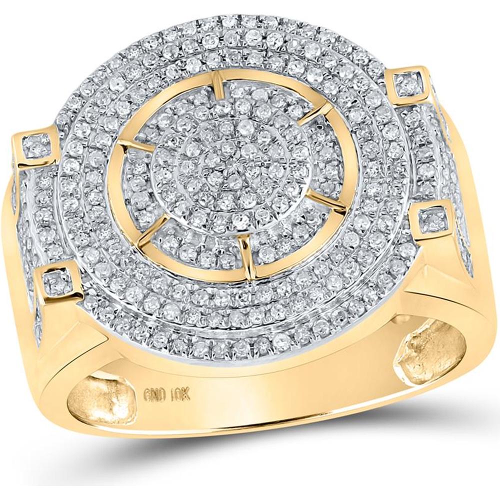 10K Yellow Gold Round Diamond Circle Ring with 0.74 Carat Total Diamond Weight