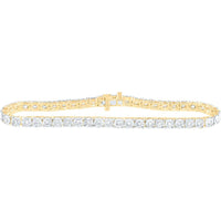 10K Yellow Gold Round Diamond Classic Tennis Bracelet with Illusion-Set Round Diamonds - 2.07 Carat Total Diamond Weight