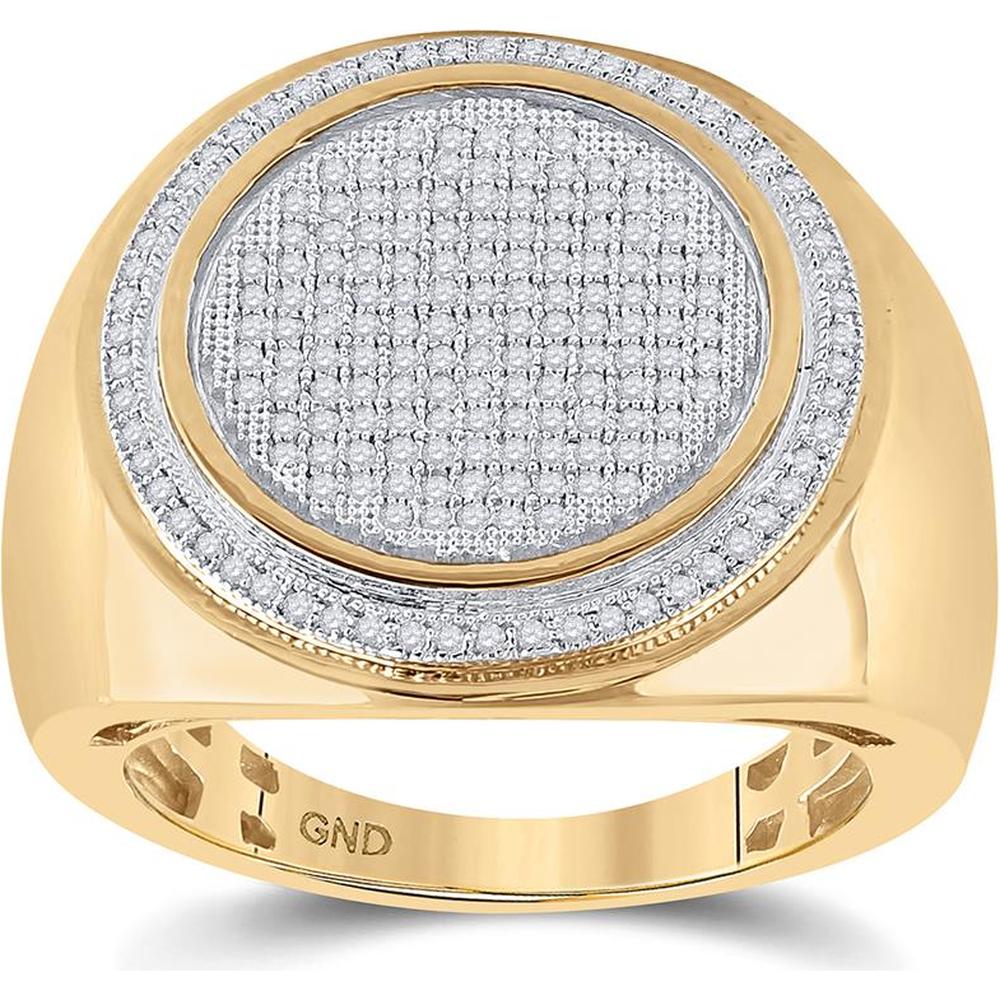 10K Yellow Gold Round Diamond Cluster Frame Ring with 0.57 Carat Total Diamond Weight