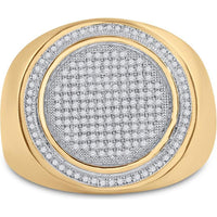 10K Yellow Gold Round Diamond Cluster Frame Ring with 0.57 Carat Total Diamond Weight