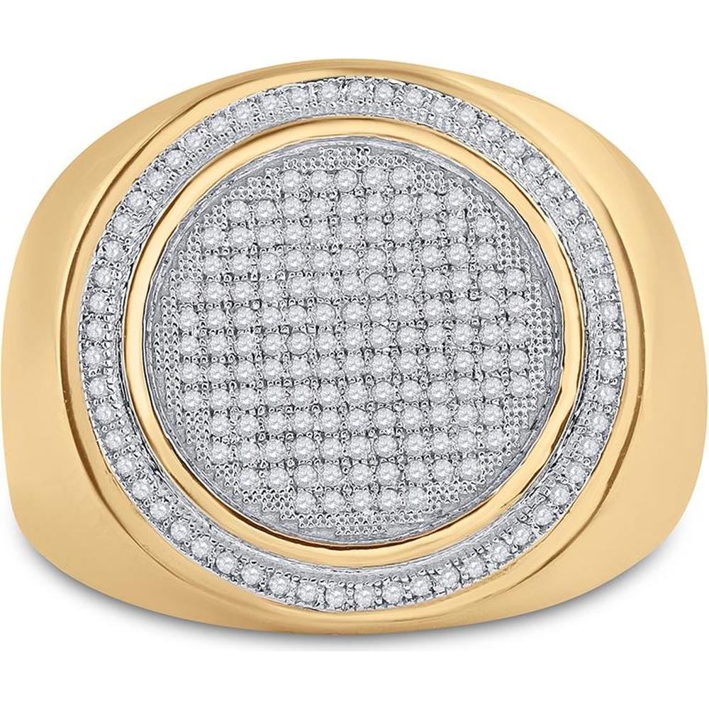 10K Yellow Gold Round Diamond Cluster Frame Ring with 0.57 Carat Total Diamond Weight