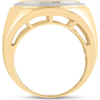 10K Yellow Gold Round Diamond Cluster Frame Ring with 0.57 Carat Total Diamond Weight