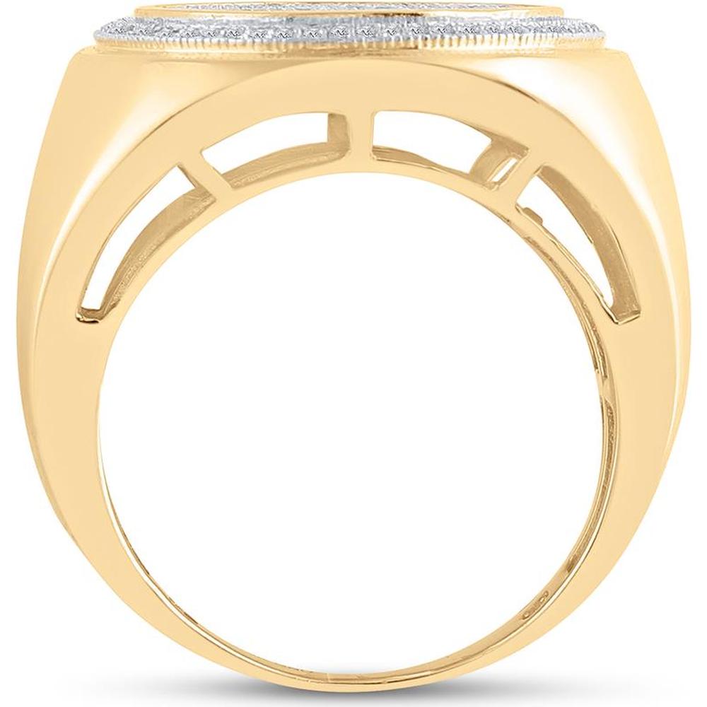 10K Yellow Gold Round Diamond Cluster Frame Ring with 0.57 Carat Total Diamond Weight