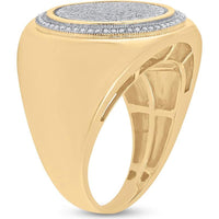 10K Yellow Gold Round Diamond Cluster Frame Ring with 0.57 Carat Total Diamond Weight