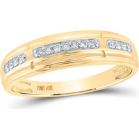 10K Yellow Gold Round Diamond Cluster Matching Wedding Ring Set - 1/2 Carat Total Diamond Weight