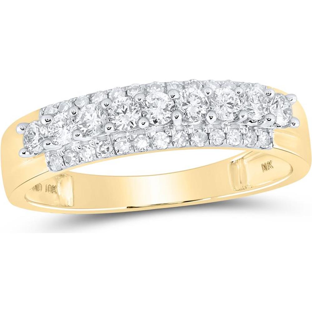 10K Yellow Gold Round Diamond Cluster Matching Wedding Ring Set - 1.75 Carat Total Diamond Weight