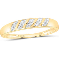 10K Yellow Gold Round Diamond Cluster Matching Wedding Ring Set with 1/8 Carat Total Diamond Weight