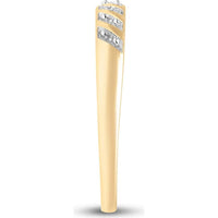 10K Yellow Gold Round Diamond Cluster Matching Wedding Ring Set with 1/8 Carat Total Diamond Weight