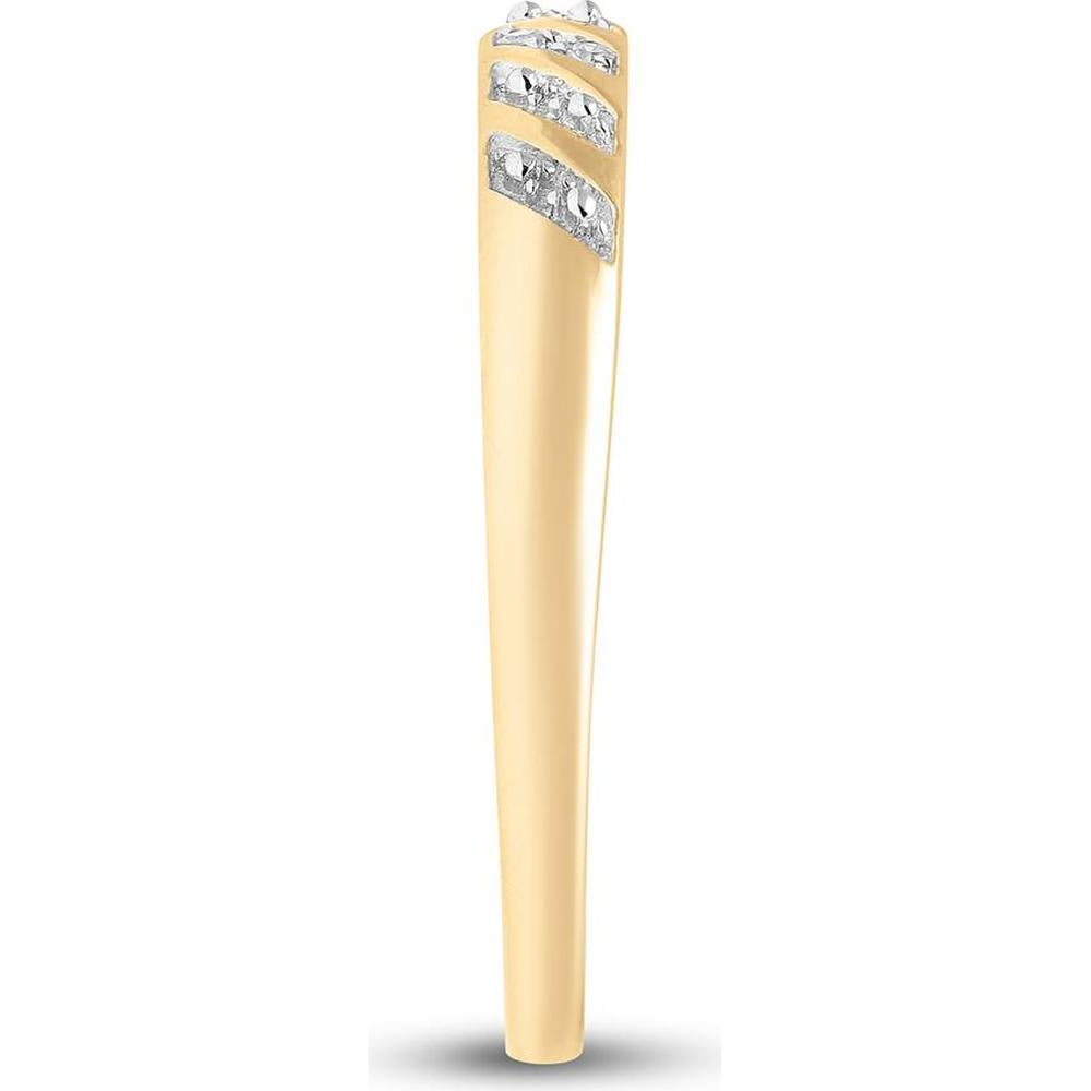 10K Yellow Gold Round Diamond Cluster Matching Wedding Ring Set with 1/8 Carat Total Diamond Weight