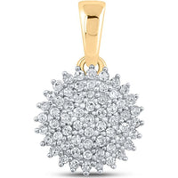 10K Yellow Gold Round Diamond Cluster Pendant - 0.20 Carat Total Diamond Weight