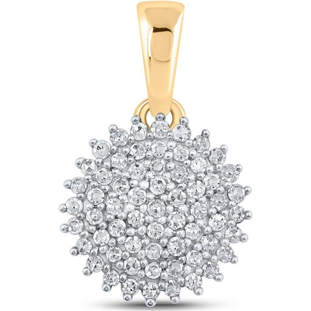 10K Yellow Gold Round Diamond Cluster Pendant - 0.20 Carat Total Diamond Weight