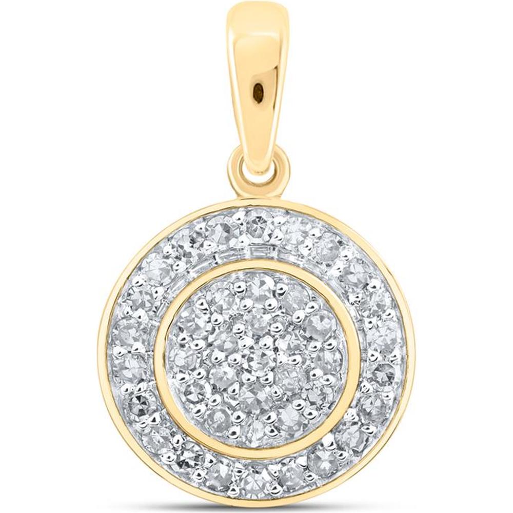 10K Yellow Gold Round Diamond Cluster Pendant - 1/3 Carat Total Diamond Weight