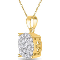 10K Yellow Gold Round Diamond Cluster Pendant with 1/2 Carat Total Diamond Weight