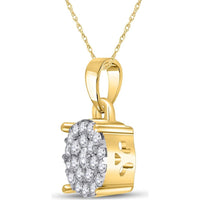 10K Yellow Gold Round Diamond Cluster Pendant with 1/4 Carat Total Diamond Weight